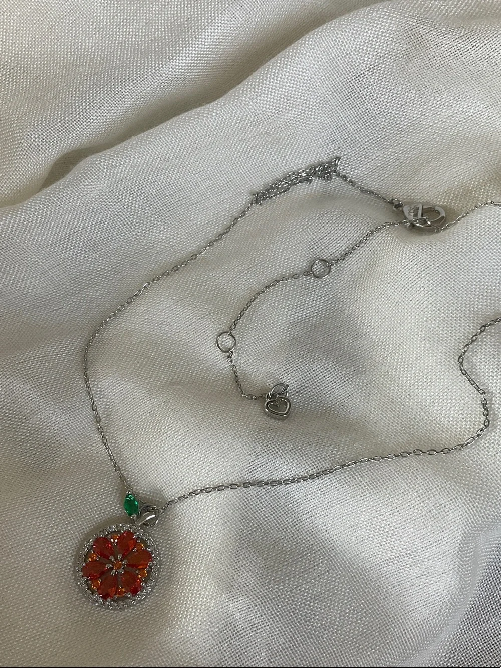 kate spade Red Citrus Slice Pendant Necklace with Green Leaf Accent